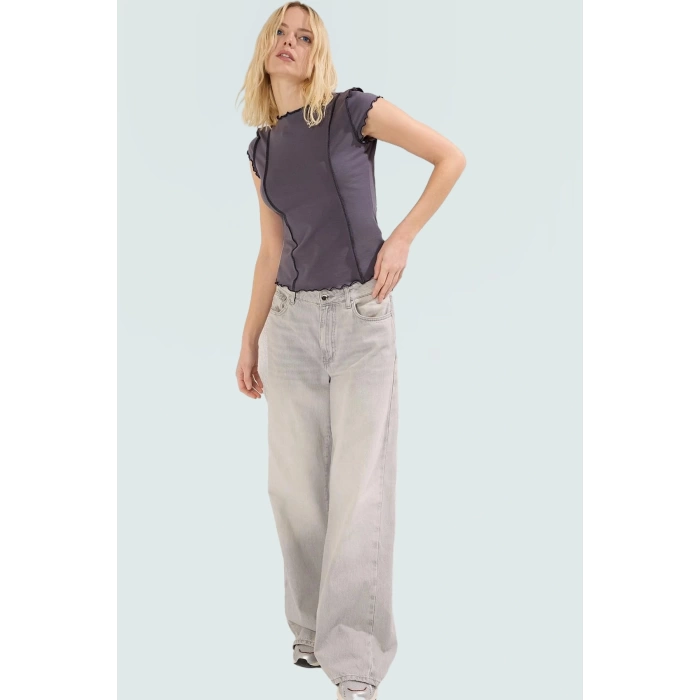 Kadın Bisiklet Yaka Kısa Kollu Fitted Örme Bluz Özenle Seçilmiş Premium Kalite