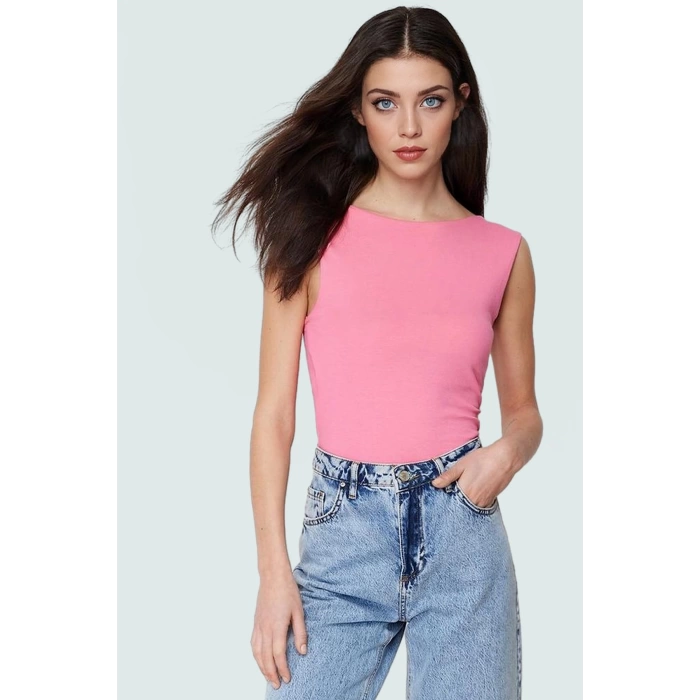 Kadın Bisiklet Yaka Kolsuz Pamuklu Örme Bluz Rahat Günlük Stil Kullanım İçin Ve Şık
