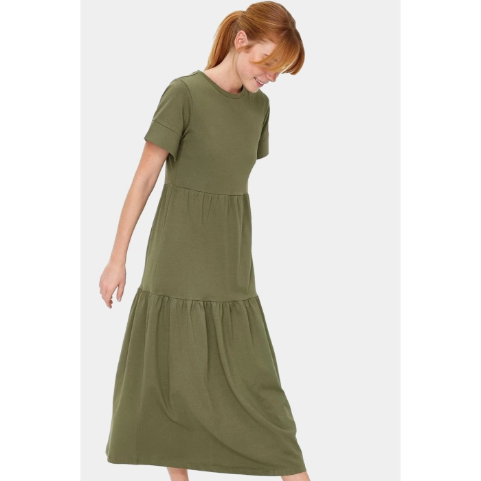 Kadın Bisiklet Yaka Örme Maxi Elbise Rahat Yazlık Günlük Stil Kullanım Modern