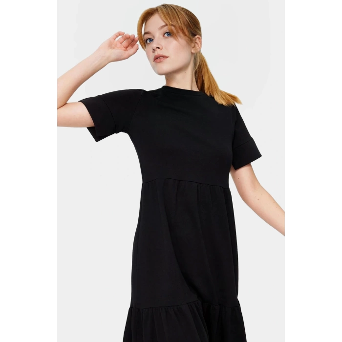 Kadın Bisiklet Yaka Örme Maxi Elbise Rahat Yazlık Günlük Stil Kullanım Modern