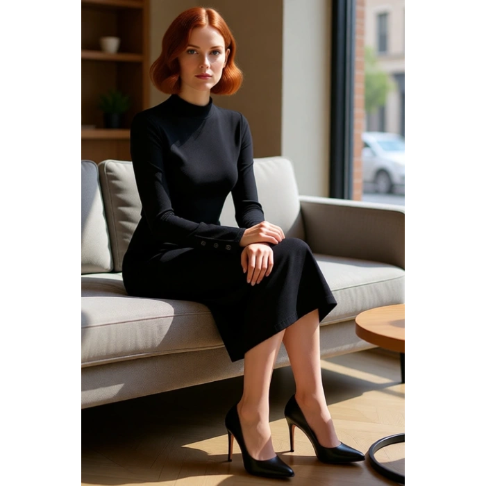 Kadın Bodycon Dik Yaka Düz Uzun Kollu Düğme Detaylı Midi Örme Elbise Şık Ve Konforlu Tasarım