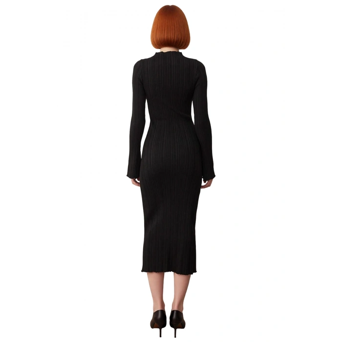 Kadın Bodycon Düz Desen Dik Yaka Maxi Triko Elbise Soğuk Kış Günleri İçin Konforlu ve Modern Şıklık