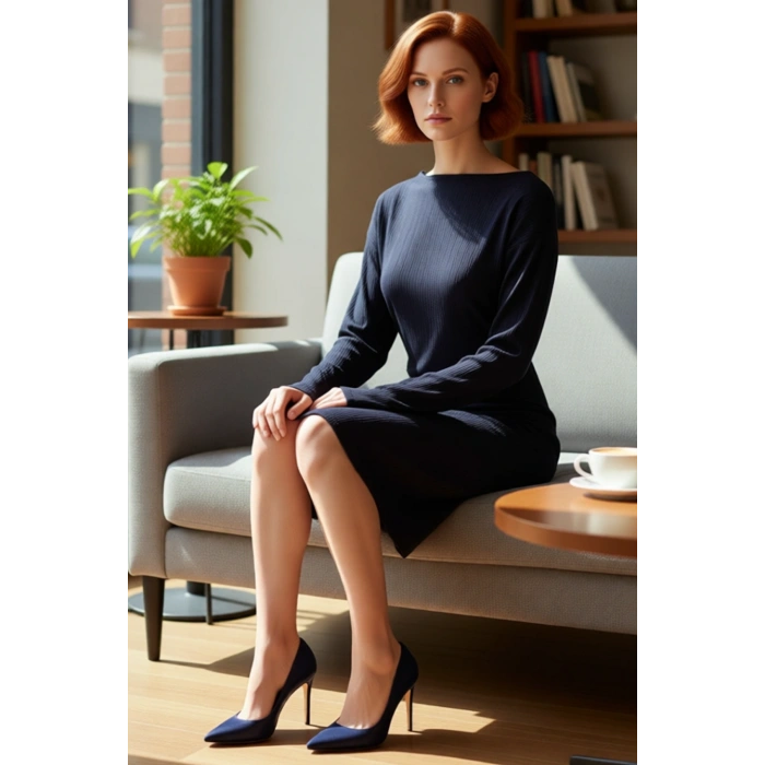 Kadın Bodycon Kaşkorse Düşük Kol Kayık Yaka Mini Elbise Büzgü Detaylı Kışlık Şık Günlük Stile Uygun