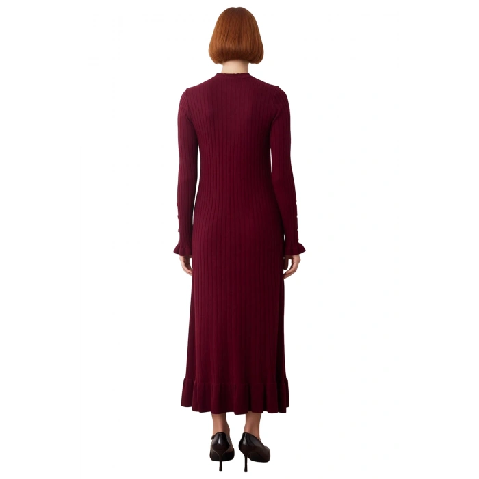 Kadın Bodycon Kesim Akrilik Ribana Triko Maxi Elbise İncili Detaylı Uzun Kol Şıklığı Kaliteli