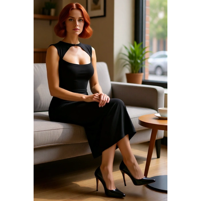 Kadın Bodycon Kesim Kolsuz Maxi Elbise Şık Cut Out Detaylı Örme Sandy Dokulu Tasarım Kaliteli