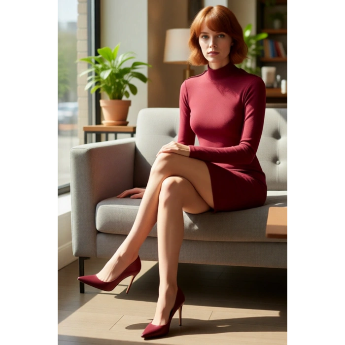 Kadın Bodycon Kesim Rejenere Kaşkorse Kışlık Dik Yaka Uzun Kollu Düz Mini Elbise Kaliteli Şık