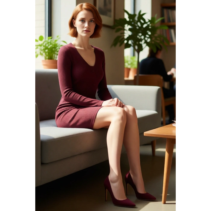 Kadın Bodycon V Yaka Düz Desen Asimetrik Düğmeli Kısa Örme Elbise Kış Kombinlerinin Vazgeçilmezi