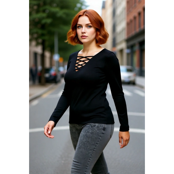 Kadın Bodycone Siluet Uzun Kollu Düz Desenli Triko Kazak Gündüz Gece Kombinlere Şık Uyum Sağlar