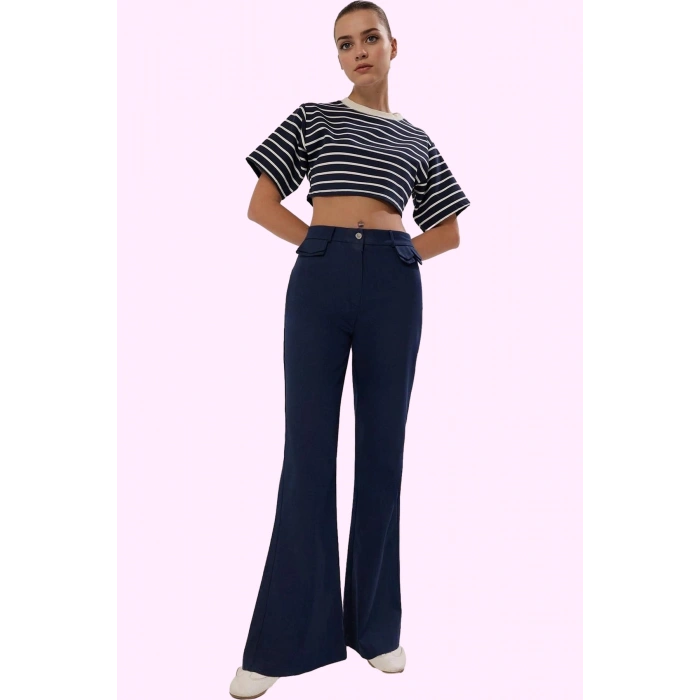 Kadın Bootcut Pantolon; Pamuk Geniş Paça Yüksek Bel Günlük Stil Yaz Aylarının Vazgeçilmezi