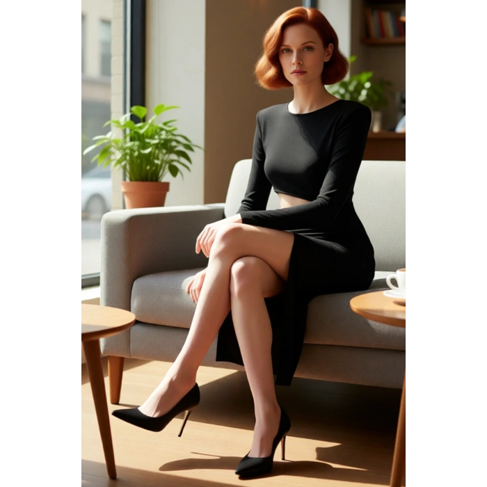 Kadın Bordo Bodycon Kesim Uzun Kollu Cut Out Detaylı Şık Maxi Elbise Gece Mezuniyet Davetleri