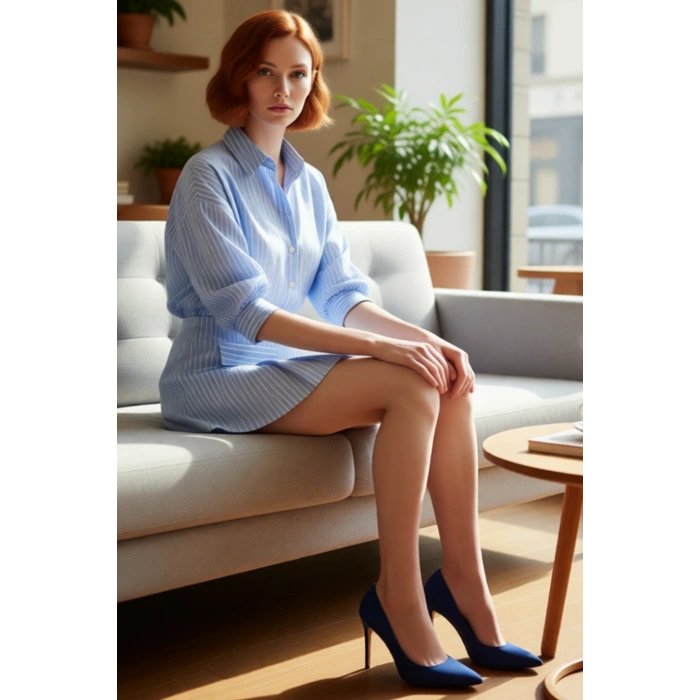 Kadın Bordo Çizgili Gömlek Elbise Vücuda Oturan Mini Boy Rahat Dokuma Kumaş İlkbahar Sonbahar Modası