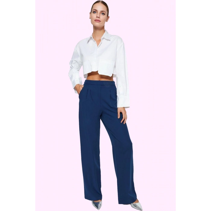 Kadın Boru Paça Pantolon Polyester Elastan Günlük Ve İş Kullanımı Yaz Aylarının Vazgeçilmezi