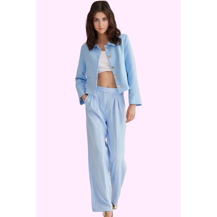 Kadın Boru Paça Pantolon Polyester Elastan Günlük Ve İş Kullanımı Yaz Aylarının Vazgeçilmezi