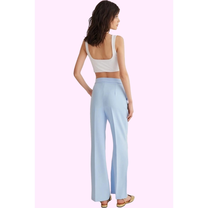 Kadın Boru Paça Pantolon Polyester Elastan Günlük Ve İş Kullanımı Yaz Aylarının Vazgeçilmezi