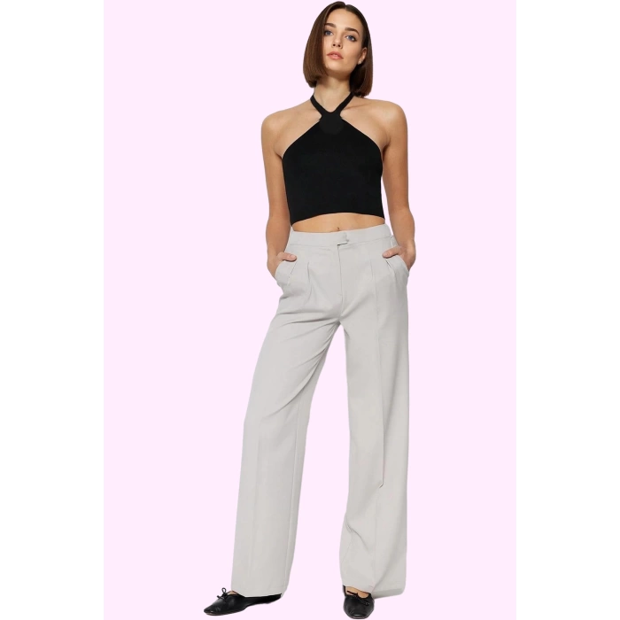 Kadın Boru Paça Pantolon Polyester Elastan Günlük Ve İş Kullanımı Yaz Aylarının Vazgeçilmezi