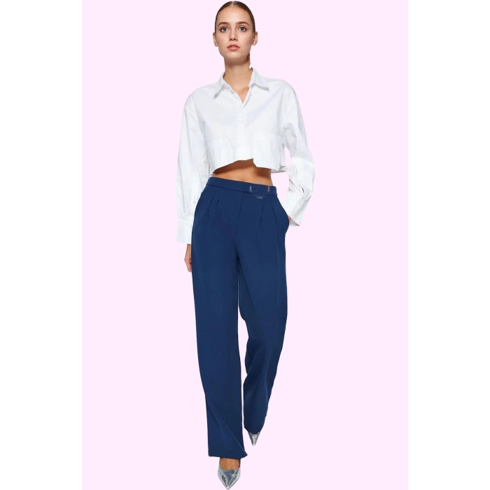 Kadın Boru Paça Pantolon Polyester Elastan Günlük Ve İş Kullanımı Yaz Aylarının Vazgeçilmezi