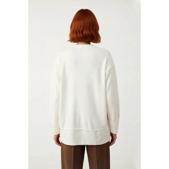 Kadın Boxy Kalıp Bisiklet Yaka Düşük Kollu Düz Triko Kazak Kışlık Günlük Şıklık Sunar Kaliteli