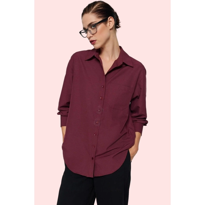 Kadın Boyfriend Geniş Kalıp Pamuklu Gömlek Günlük Casual Stil Hafta Sonu Dayanıklı Malzeme
