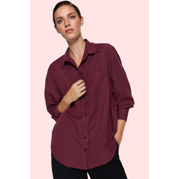 Kadın Boyfriend Geniş Kalıp Pamuklu Gömlek Günlük Casual Stil Hafta Sonu Dayanıklı Malzeme