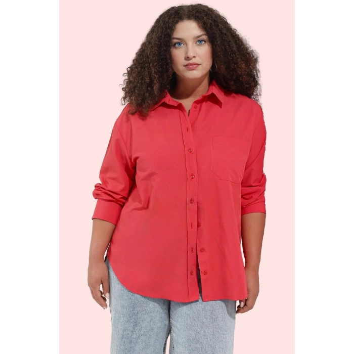 Kadın Boyfriend Gömlek Düz Desen Regular Kalıp Günlük Kullanım Hafta Sonu Kaliteli Malzeme