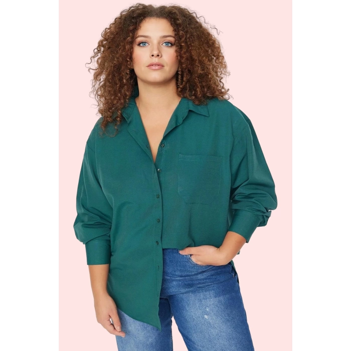 Kadın Boyfriend Gömlek Düz Desen Regular Kalıp Günlük Kullanım Hafta Sonu Kaliteli Malzeme