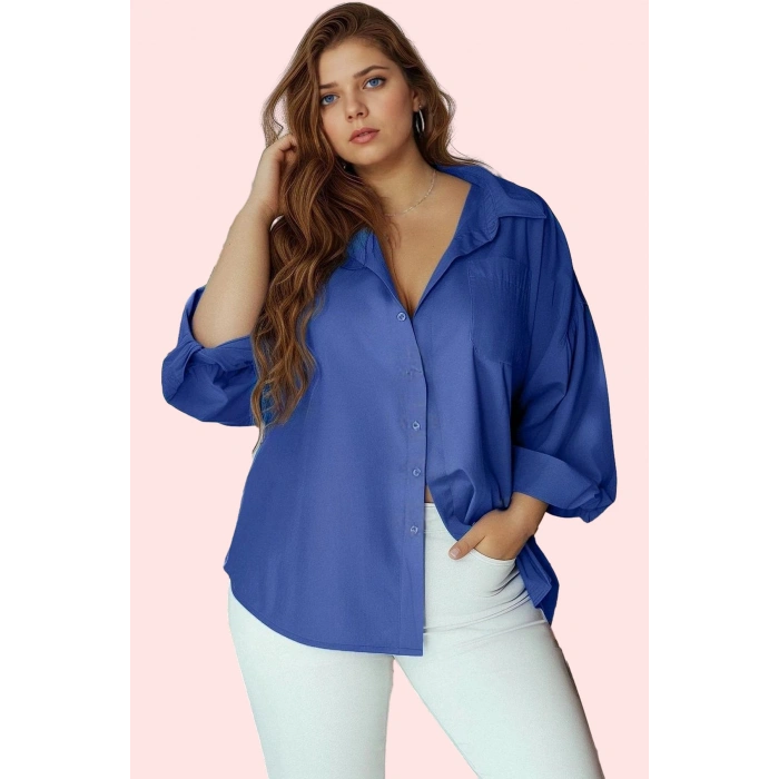 Kadın Boyfriend Gömlek Düz Desen Regular Kalıp Günlük Kullanım Hafta Sonu Kaliteli Malzeme
