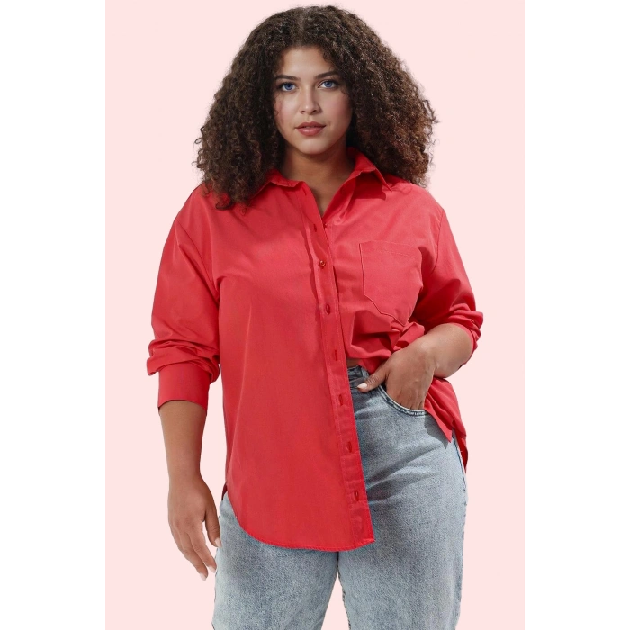 Kadın Boyfriend Gömlek Düz Desen Regular Kalıp Günlük Kullanım Hafta Sonu Kaliteli Malzeme