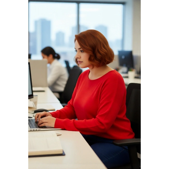 Kadın Büyük Beden Düz Desen Triko Kazak Rahat Kalıp Düşük Kol Bisiklet Yaka Kış Şıklığı Kaliteli