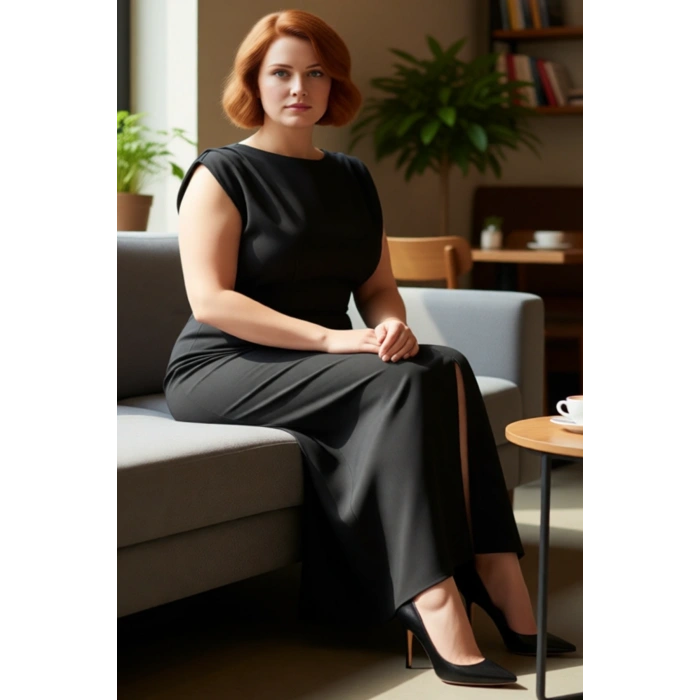 Kadın Büyük Beden Kayık Yaka Kolsuz Maxi Abiye Dokuma Elbise Şık Akşam Davetlerine Uygun Kaliteli