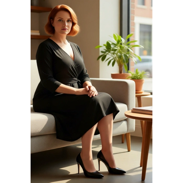 Kadın Büyük Beden Mor Kruvaze Kuşaklı A line Örme Midi Elbise Şık Ve Rahat Bir Seçim Kaliteli