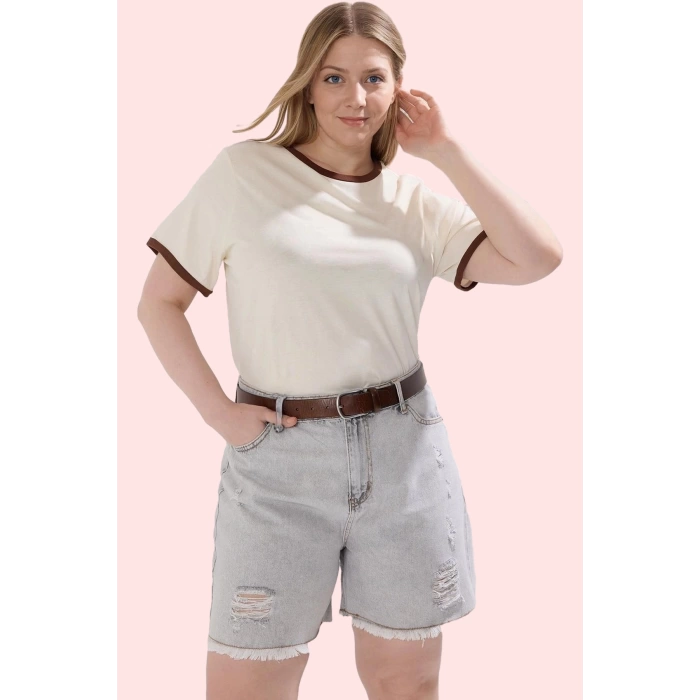 Kadın Büyük Beden Pamuk Denim Şort Yüksek Bel Günlük Stil Hafta Sonu Yaz Aylarının Vazgeçilmezi