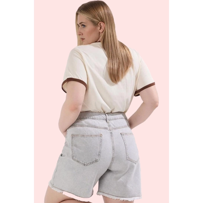 Kadın Büyük Beden Pamuk Denim Şort Yüksek Bel Günlük Stil Hafta Sonu Yaz Aylarının Vazgeçilmezi