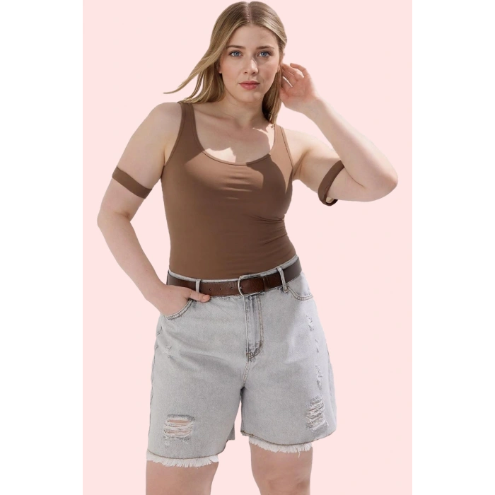 Kadın Büyük Beden Pamuk Denim Şort Yüksek Bel Günlük Stil Hafta Sonu Yaz Aylarının Vazgeçilmezi