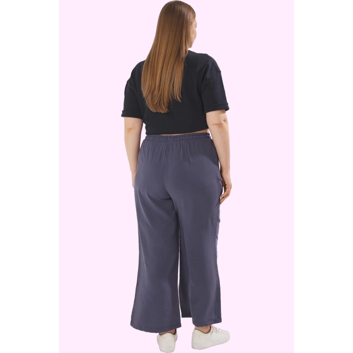 Kadın Büyük Beden Pantolon Yüksek Bel Geniş Paça Rahat Kesim Günlük Kullanım Modern Tasarım