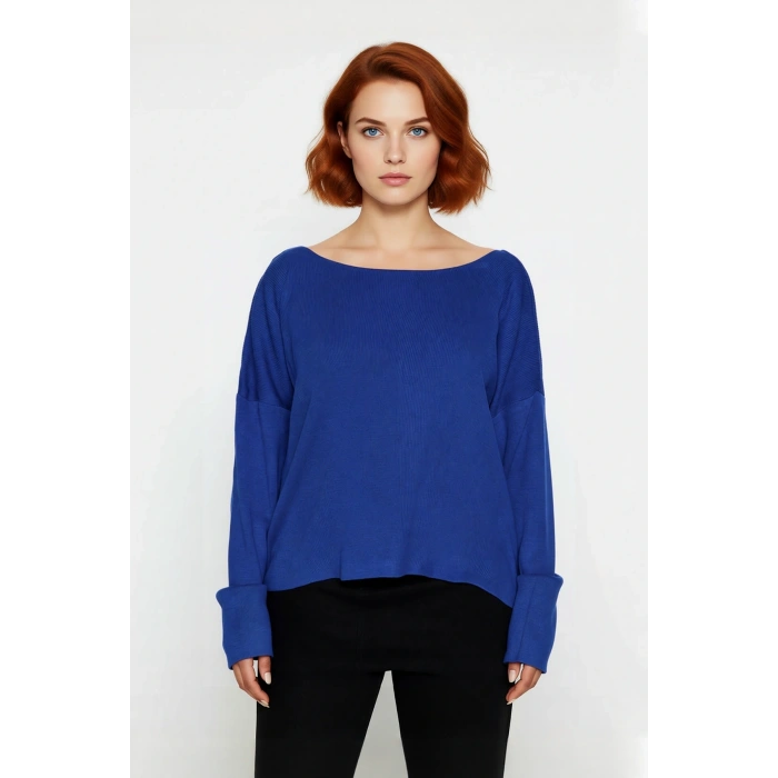 Kadın Büyük Beden Relaxed Fit Akrilik Düz Desen Triko Kazak Kış Günlük Kombinler İçin Şık Seçim