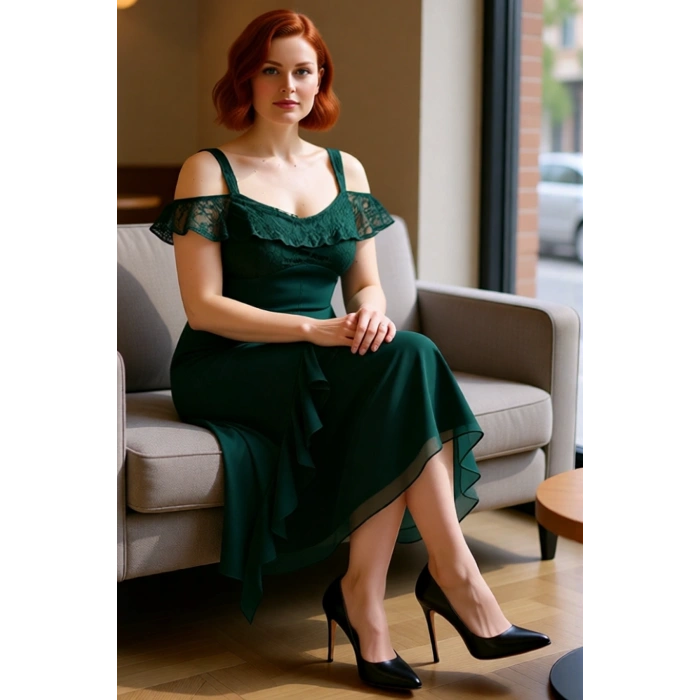 Kadın Büyük Beden Şık V Yaka Düşük Kol Detaylı Skater Maxi Elbise Yaz Akşamları Ve Özel Günler İçin