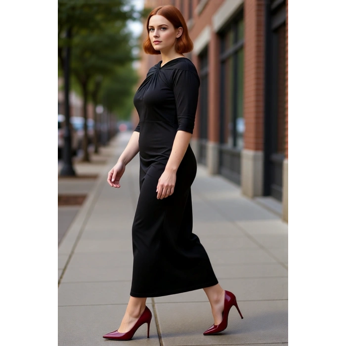 Kadın Büyük Beden Siyah Örme Maxi Elbise Düğüm Detaylı Asimetrik Yaka Konforlu Günlük Stil