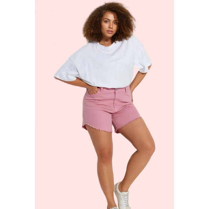 Kadın Buz Mavisi Skinny Denim Şort Yüksek Bel Esnek Pamuklu Günlük Kullanım Modern Tasarım