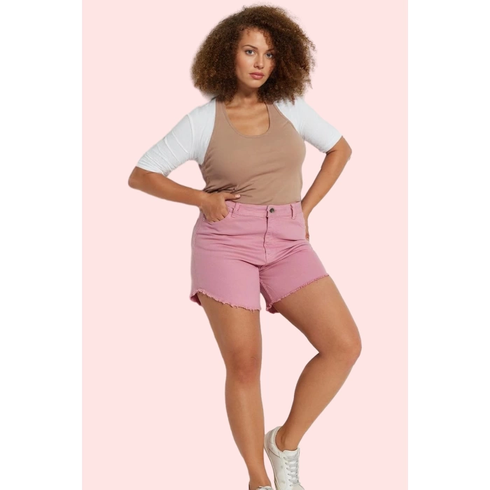 Kadın Buz Mavisi Skinny Denim Şort Yüksek Bel Esnek Pamuklu Günlük Kullanım Modern Tasarım