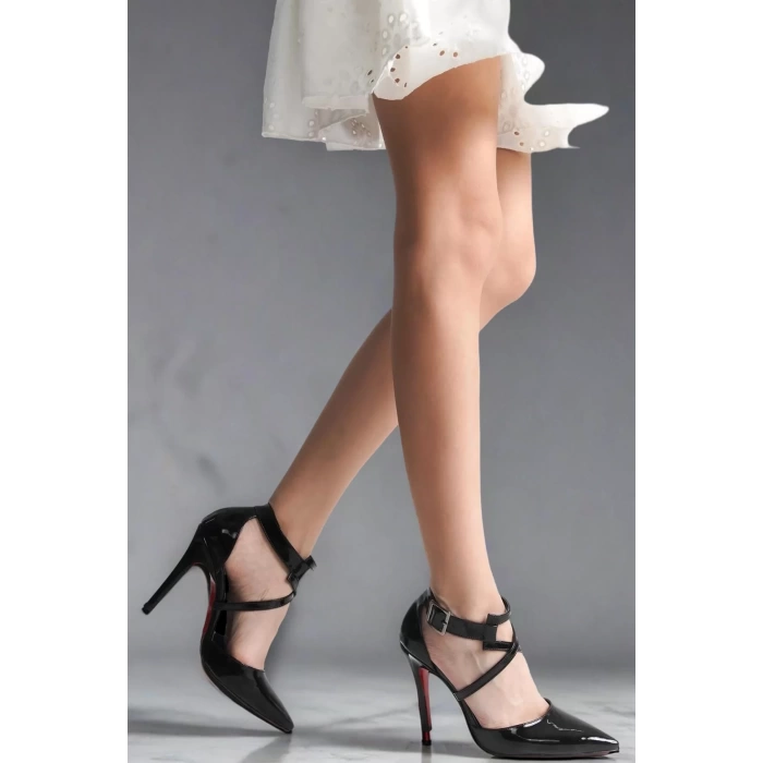 Kadın Çapraz Tokalı Topuklu Ayakkabı Sivri Burun Şık Stiletto