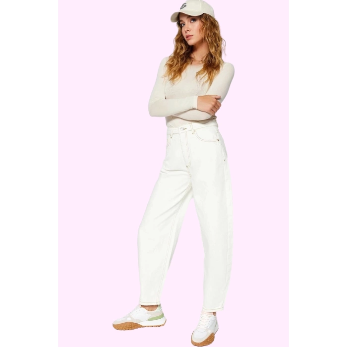Kadın Care Koleksiyonu Denim Barrel Baggy Jean Yüksek Bel Regular Boy Yaz Aylarının Vazgeçilmezi