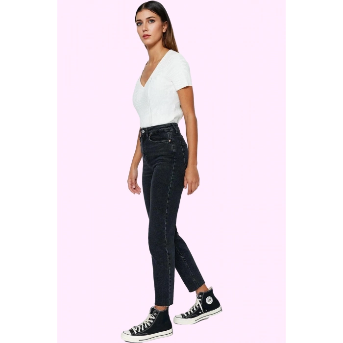 Kadın Care Koleksiyonu Denim Mom Jean Yüksek Bel Rahat Günlük Hafta Sonu Dayanıklı Malzeme