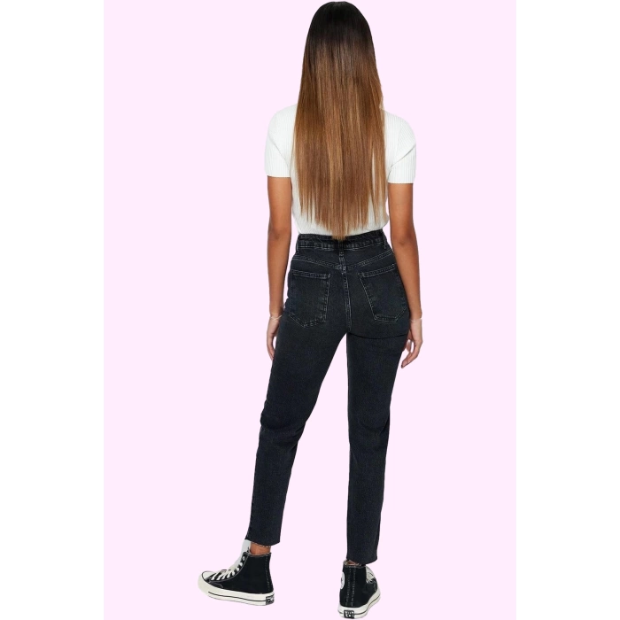 Kadın Care Koleksiyonu Denim Mom Jean Yüksek Bel Rahat Günlük Hafta Sonu Dayanıklı Malzeme