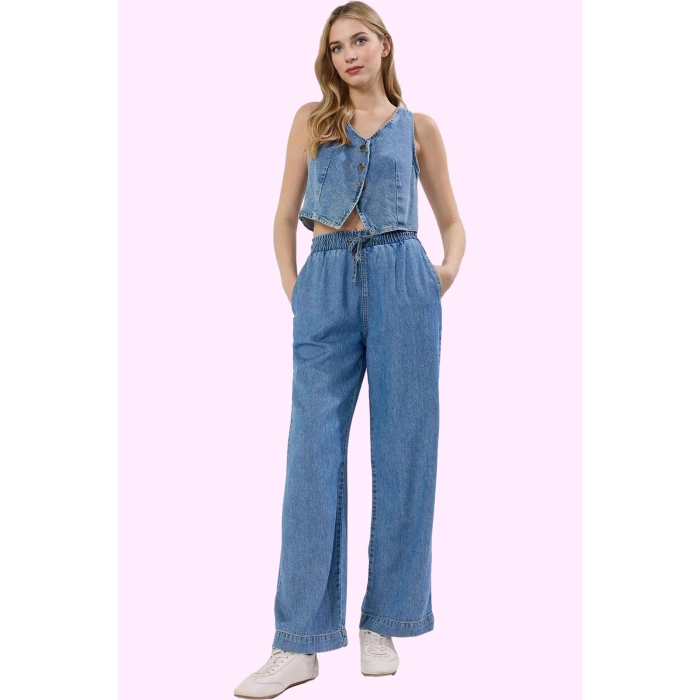 Kadın Care Koleksiyonu Denim Pantolon Pamuk Rahat Kalıp Günlük Kullanım Yaz Aylarının Vazgeçilmezi
