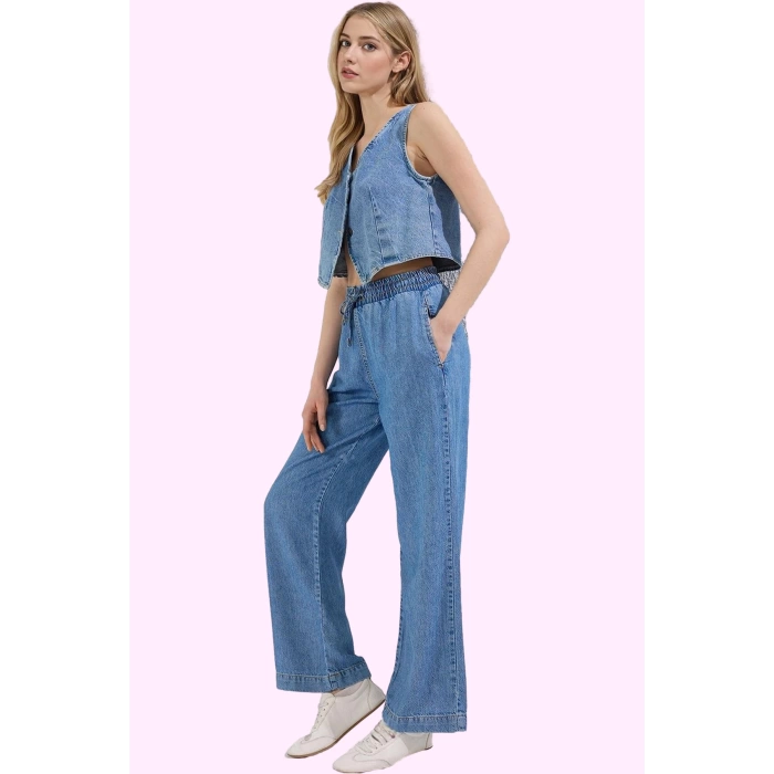 Kadın Care Koleksiyonu Denim Pantolon Pamuk Rahat Kalıp Günlük Kullanım Yaz Aylarının Vazgeçilmezi