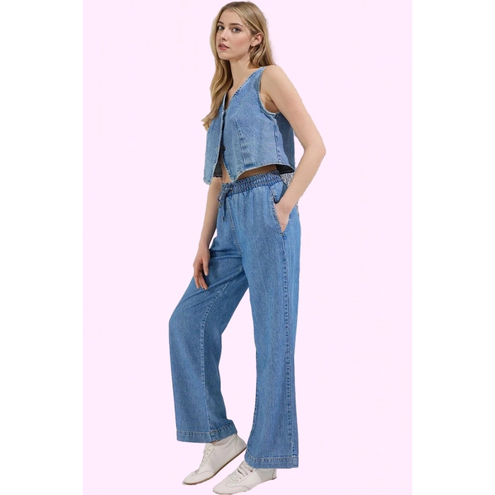 Kadın Care Koleksiyonu Denim Pantolon Pamuk Rahat Kalıp Günlük Kullanım Yaz Aylarının Vazgeçilmezi
