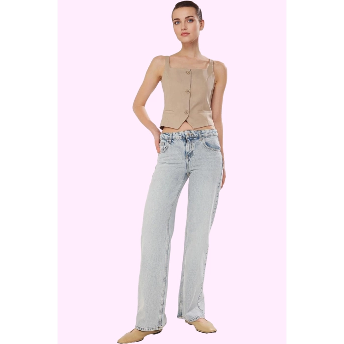 Kadın Care Koleksiyonu Pamuk Denim Jean Pantolon Rahat Günlük Kullanım Yaz Aylarının Vazgeçilmezi