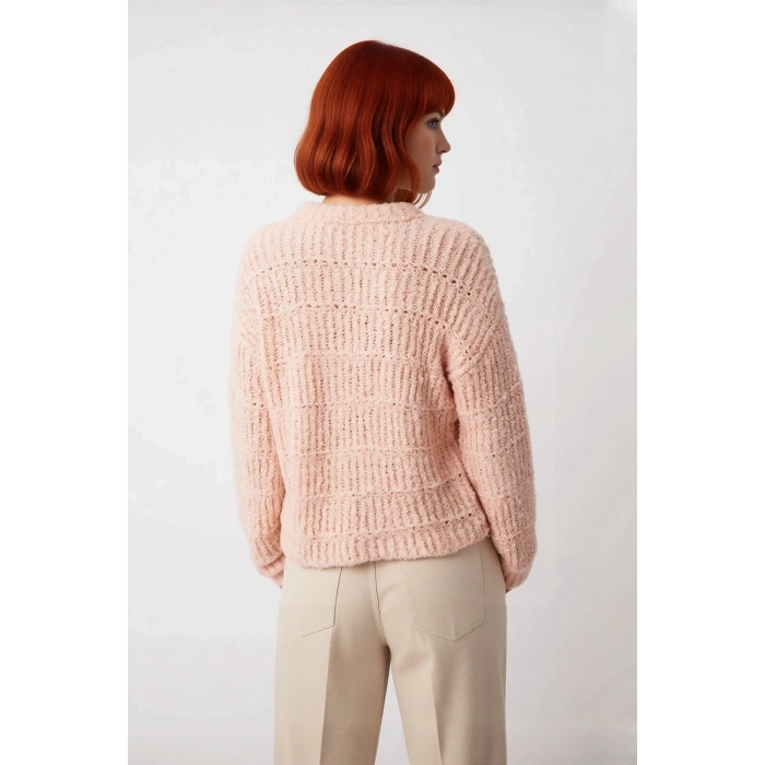 Kadın Casual Bisiklet Yaka Oversize Triko Kazak Kalın Dokulu Düşük Kol Uzun Boy Kış Sezonu