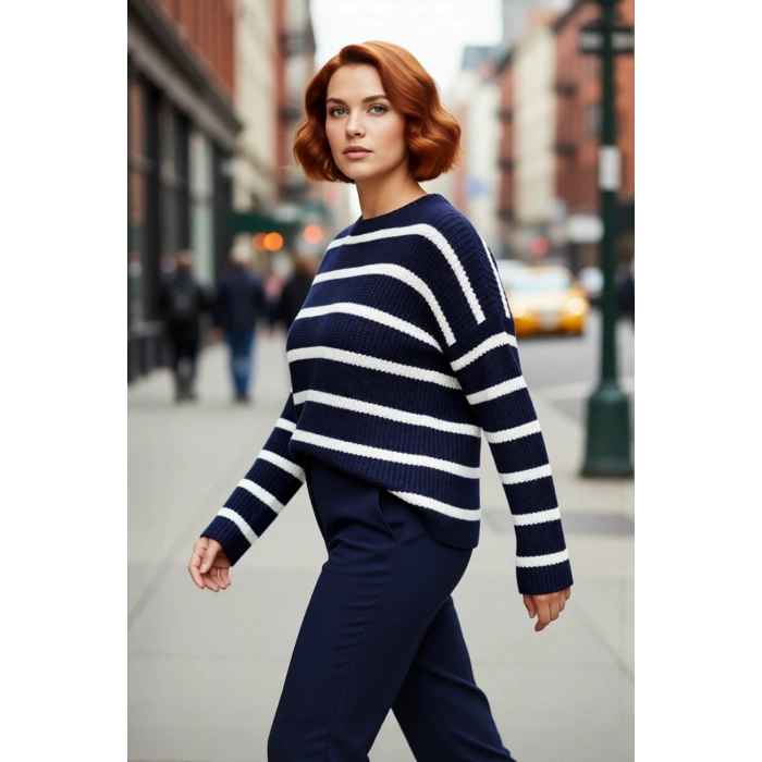 Kadın Casual Düşük Kol Akrilik Triko Kazak Günlük Şıklığı Kış Boyunca Üstünde Taşı Kaliteli