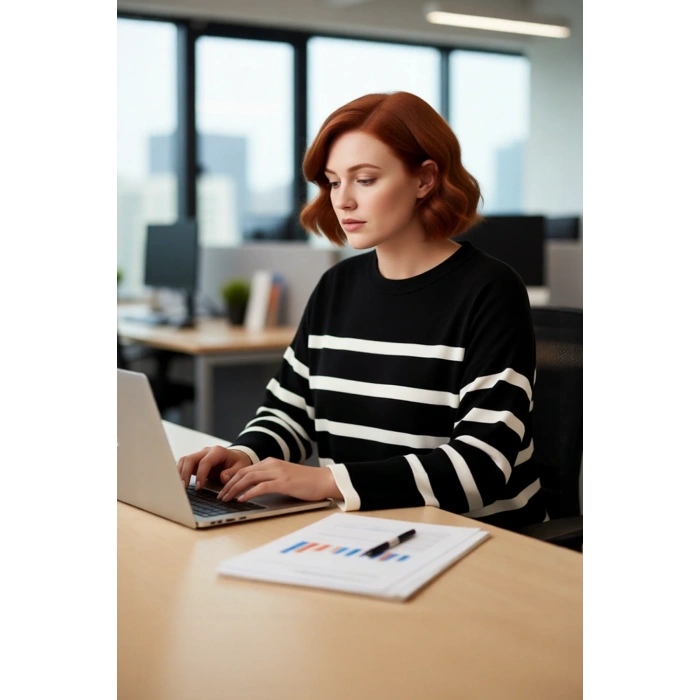 Kadın Casual Ortamlar İçin İdeal Uzun Kollu Orta Kalınlıkta Çizgili Bisiklet Yaka Triko Kazak